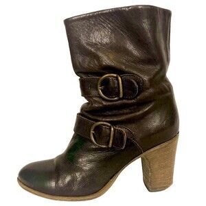 Fiorentini + Baker Brown Leather 2 Buckle Heel Boot